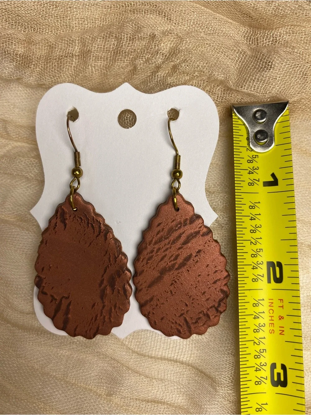 Handcrafted Brown Teardrop Dangle Earrings